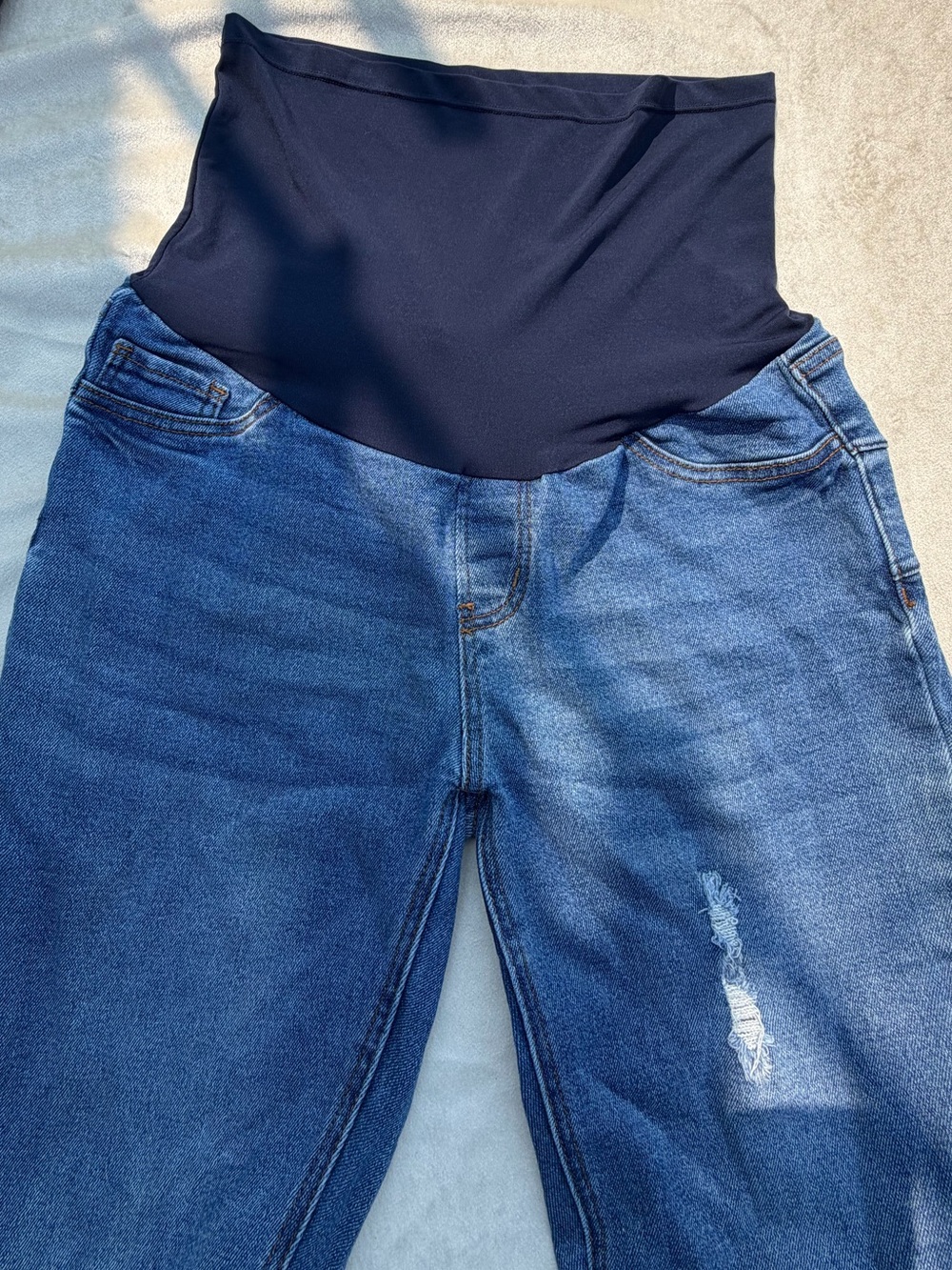 Maternity Skinny Jeans in Dark Blue with Navy Support Panel